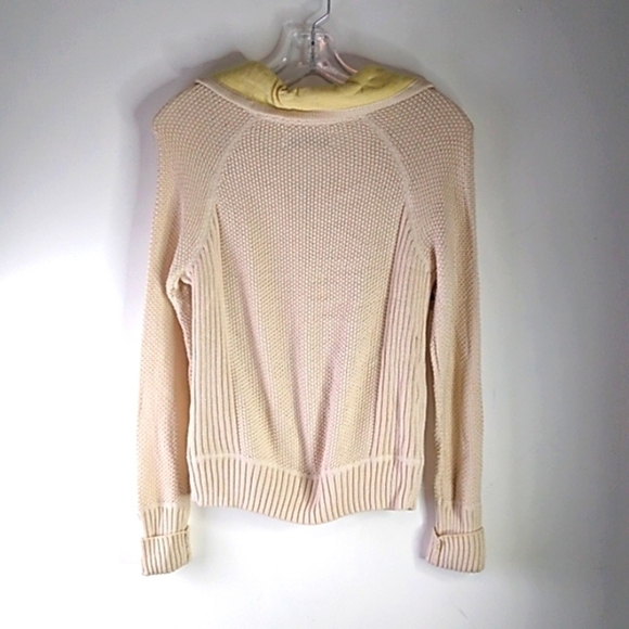 Loft - Oatmeal/Yellow Long Sleeve Full Zip Cardigan - Size XS - Picture 4 of 5